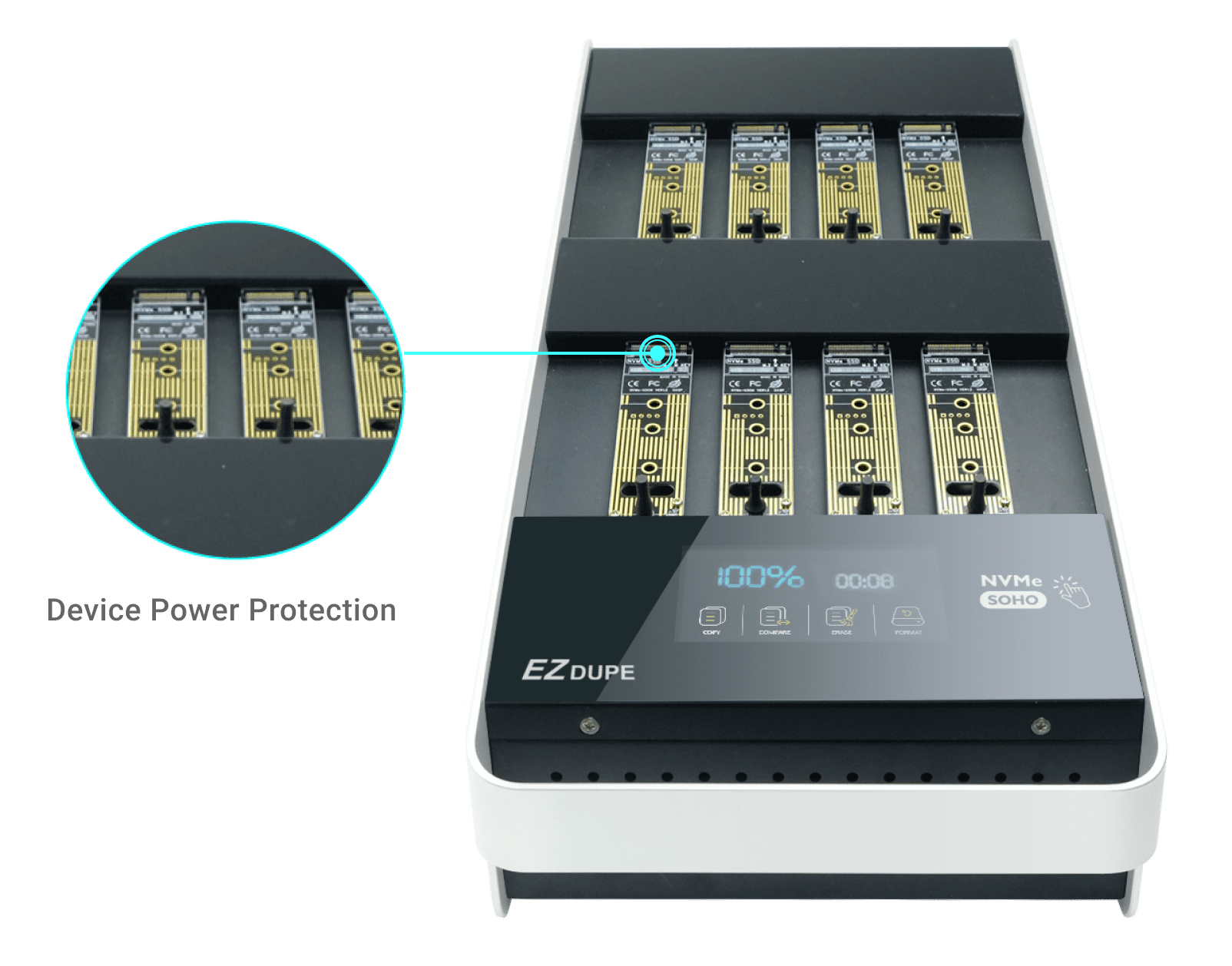 NVMe duplicator device protect